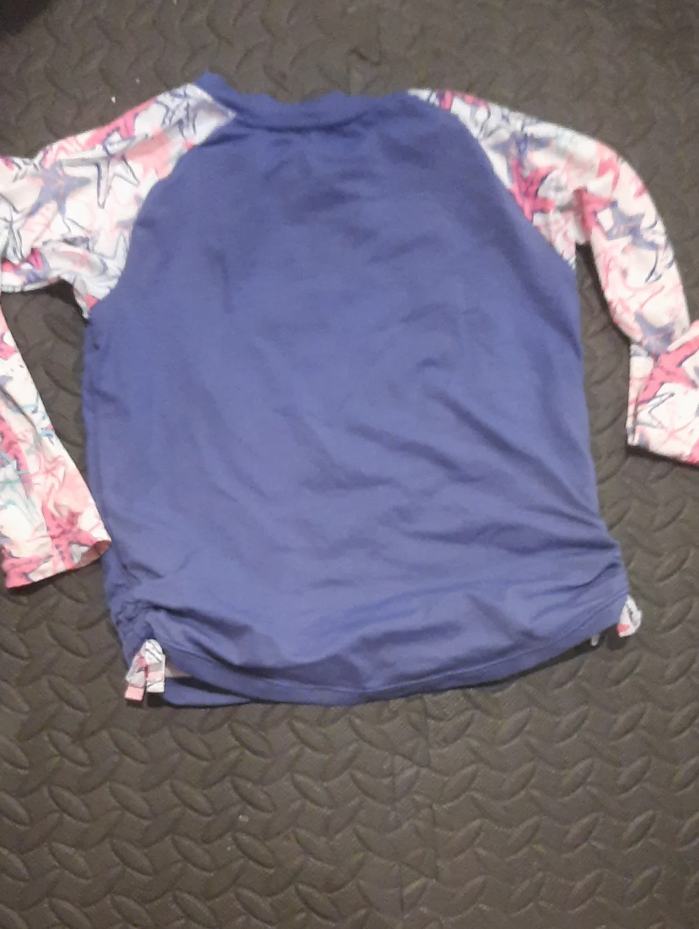 Hatley Blue Rashguard with Pink & White Starfish Sleeves